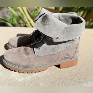 Timberland Women’s Jayne Roll-Top Gray Suede Boots Size 10 (A1XBQ)